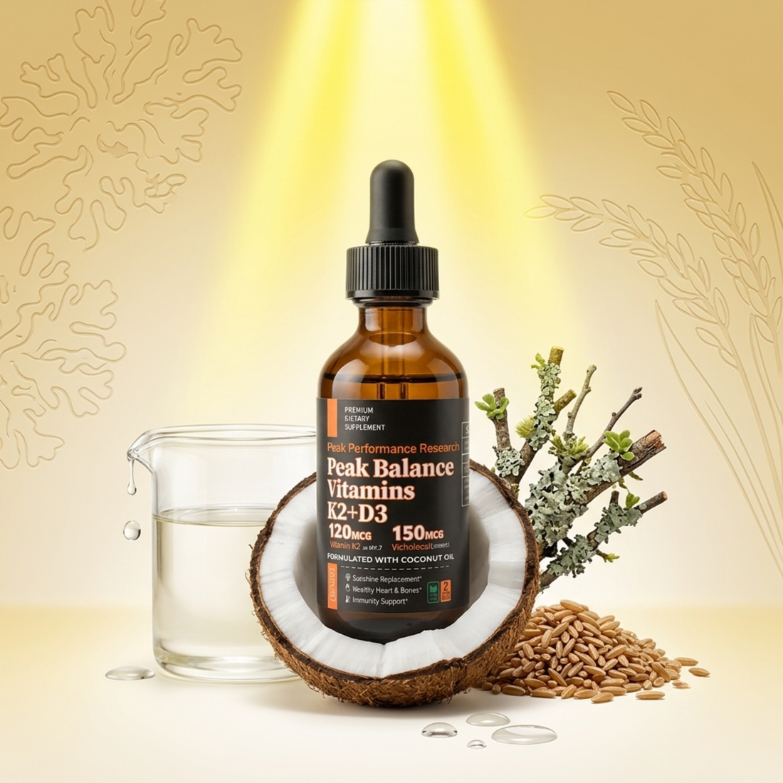 Vitamin K2 + D3 Liquid Drops with MCT Coconut Oil